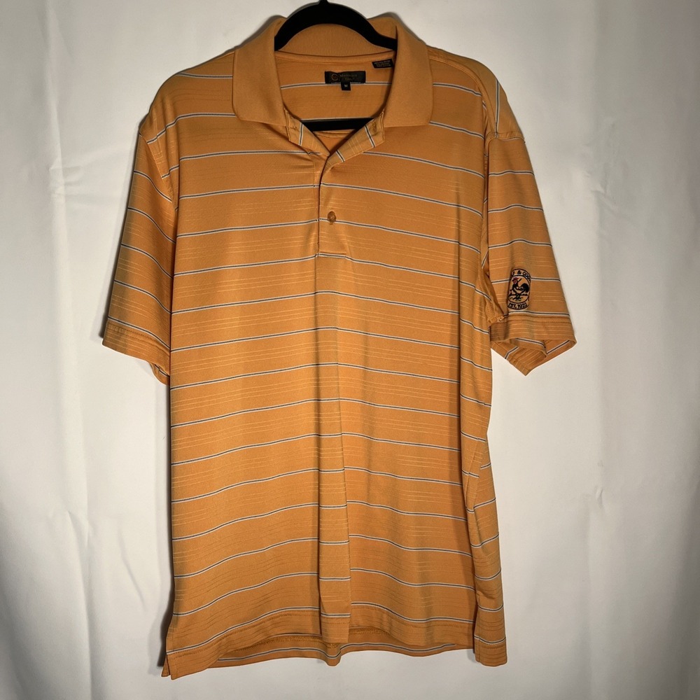 Monterey Club Golf Shirt Petaluma Golf and Country Club Size Med Orange Striped
